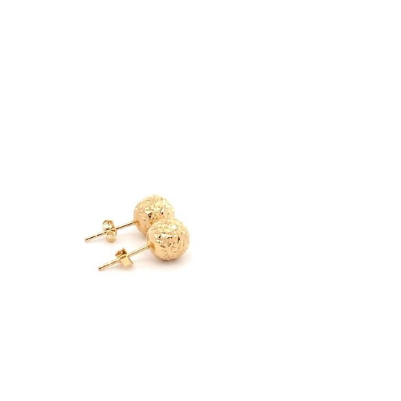 18K Yellow Gold Earrings Stud Ball Textured 1.44 grams - Picture 12 of 13